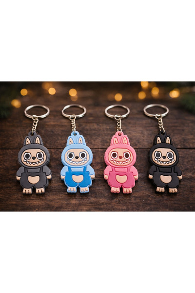 Srctech Labubu Silicone Keychain Bag Ornament Set of 4