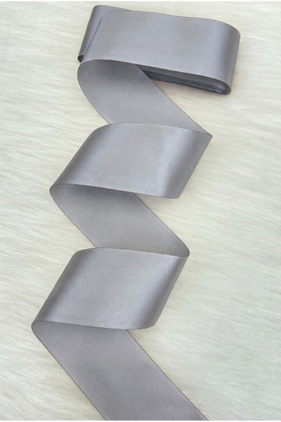 ZEYMERADE 6 cm Dark Gray Single Sided Satin Ribbon 10 Meters, Dowry Engagemen...