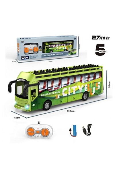 OEM Autobuz turistic supraetajat cu telecomanda, 5 functii, lumini, USB, 17.5 cm