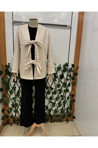 MODA ELA Kadın Bağlamalı Buklet Ceket