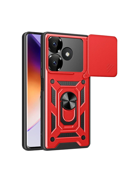 BSN STİL Bsnshop Xiaomi Redmi 13 4g Case Pars Silicone with Lens Ring - Red 1...