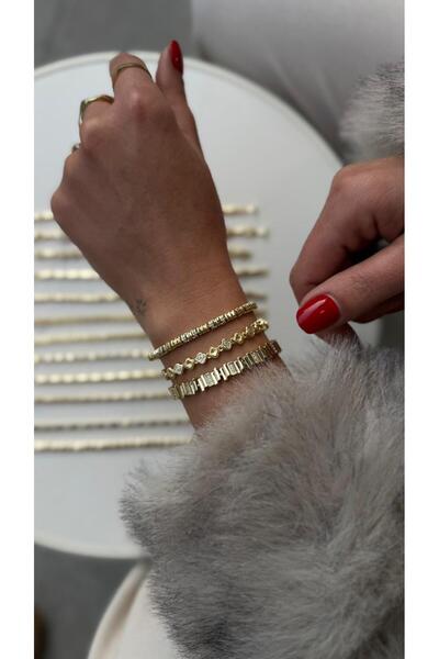 Velsha 3'lü Premium Kombin Set - Yonca Figürlü ve Baget Zirkon Taşlı Kararmaz...