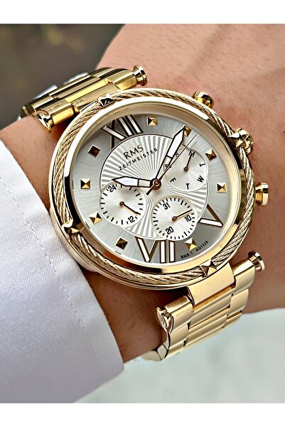 Romanson Functional Gold Color Steel Band Steel Case Men's Wristwatch 1225Mr