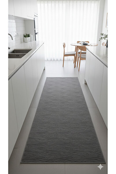 EJMEL Modern Dalga Dokulu Kaymaz Mutfak ve Koridor Halısı yolluk