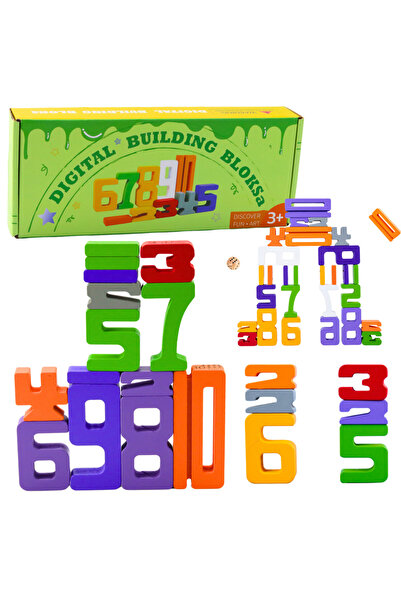 LEAN Set Educativ din Lemn cu Cifre pentru Invatat Matematica, 28 Piese + 2 Z...