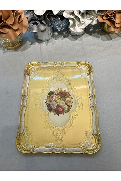 masi Esterhomedecor Original Italian Rosewood Tray for 8 People with Flowers