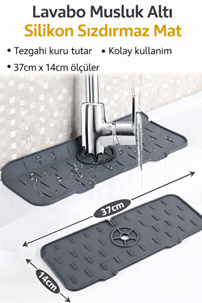 Hane Dostu Lavabo Musluk Altı Silikon Sızdırmaz Mat – Tezgah Koruyucu Su Tutm...