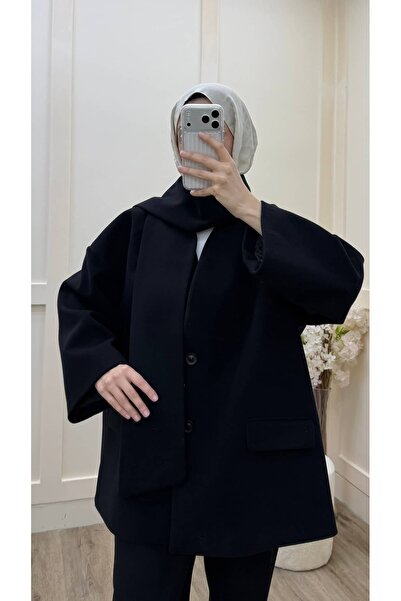 Minharir Kadın Atkılı Kaşe Kaban – Premium Kalite ve Düğmeli Tasarım, Tesettü...