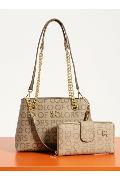 H&D COLLECTİON Polo Of Colors Women's Mink 4-Compartment Shoulder and Crossbo...