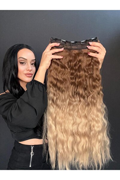 Suzan Peruk Sombreli Kıvırcık Yarımay +2 yan çıtçıt saç ^3 parça tam set-Fönl...