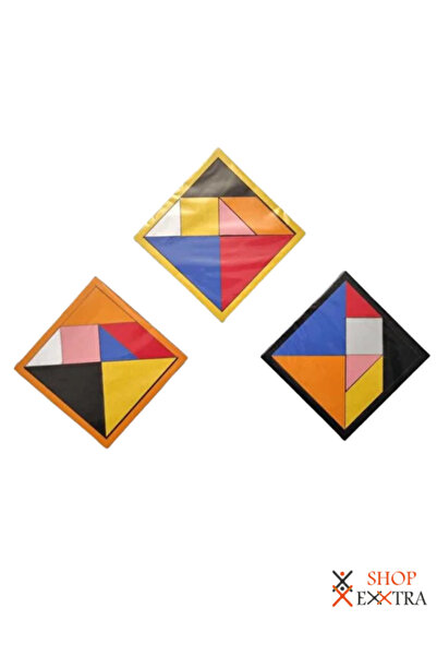 shopExxtra Ahşap Tangram Puzzle - Çocuklar İçin Geometrik Zeka ve Mantık Geli...