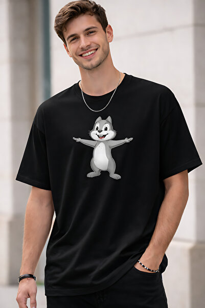 ArtYus Унисекс тениска с облечен крой, с кръгла яка и принт на хамстер