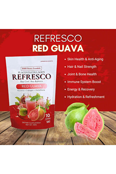 BMRS Beauty Essentials Placenta Collagen Refresco – Red Guava (10 Sachets / 1...