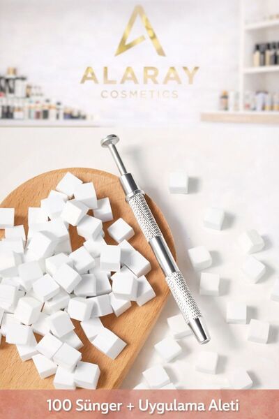 alaraycosmetics Nail Art Ombre Ekipman Seti – 100 Sünger + Uygulama Aleti | P...