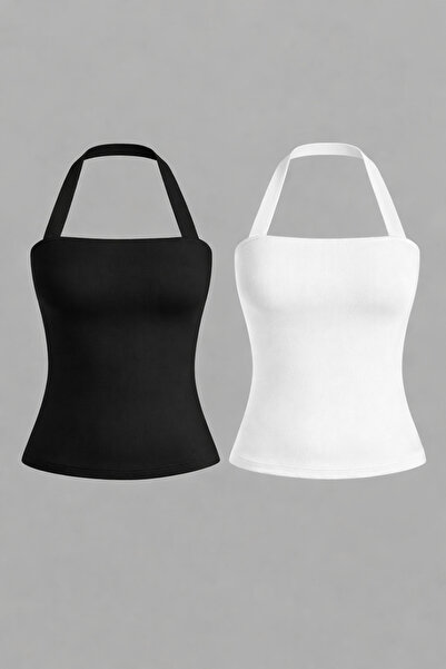 Olyssia Women's halter neck strappy blouse bustier - bodycon, stretchy, chic,...