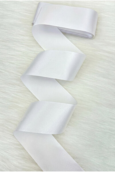 ZEYMERADE 6 cm White Single-Sided Satin Ribbon 10 Meters, Dowry Engagement Je...