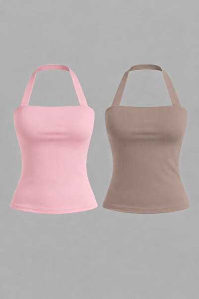 Olyssia Women's halter neck strappy blouse bustier - bodycon, stretchy, chic,...