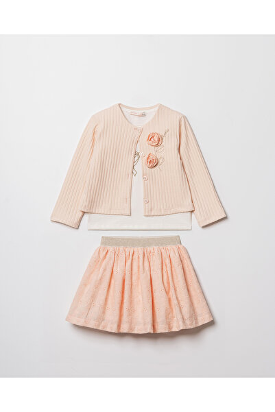 Baby Rose طقم فتاة بعمر 1-2-3-4 سنوات يتكون من سترة تريكو وتنورة