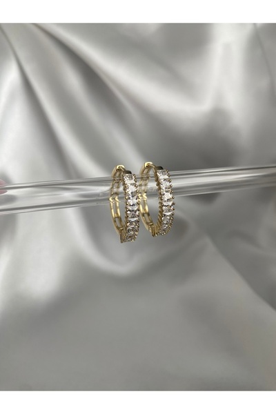 XP XUPİNG VİP 14K Altın Kaplama Kadın Basic Taşlı Çelik Küpe