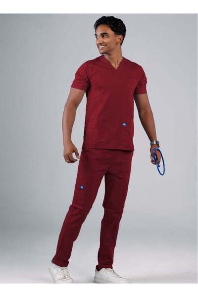 Generic Comfortable Lycra Medical Scrub in Burgundy
