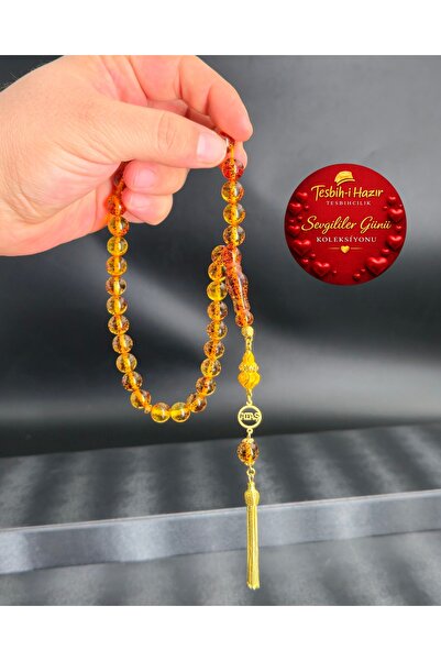 Tesbih-i Hazır Tesbihçilik Küre Fosilli Beyrut Damla Kehribar Tesbih Kişiye Ö...