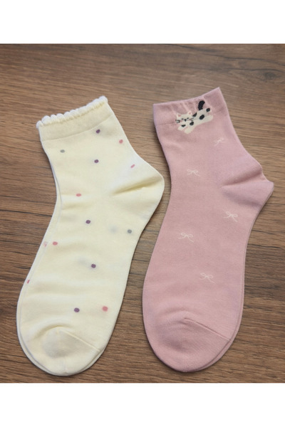 TChic Pink Cat White Dot Socks