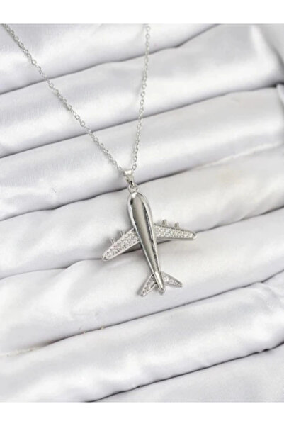 naaksesuar Steel Silver Color Airplane Pendant