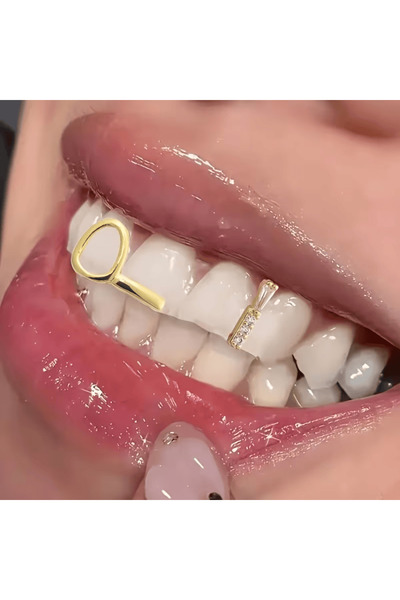 Zümrüt OyuncakStore Y2k Hip Hop Gümüş İkili Taşlı Yıldızlı Tooth 2'li Grillz ...