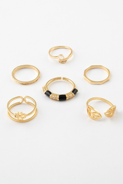 Sortie Aksesuar مجموعة خواتم فولاذية قابلة لتعديل الطول مع أحجار الزركون على ...