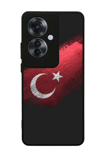 BGAKSESUAR حافظة لامعة فاخرة متوافقة مع هاتف أوبو رينو 11F بتصميم العلم التركي