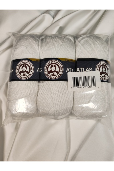 Ören Bayan ATLAS Beyaz El Örgü İpi (3 Adet) - Renk: 000