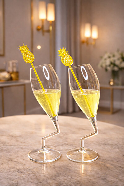 DİVA HOME&ACCESSORİES Fiora El Yapımı Cam Su & Meşrubat Bardak Seti (2’li Set)