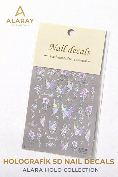 alaraycosmetics Holografik 5D Nail Decals Kendinden Yapışkanlı Tırnak Sticker...