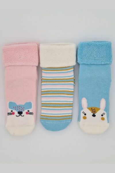 Empressco Kız Çocuk ve Bebek Kışlık Kaydırmaz Tabanlı Havlu Çorap Seti