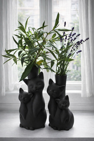 Vescarri قطعة واحدة من المزهرية الزخرفية الصغيرة على شكل قطة - تصميم مزهرية ا...