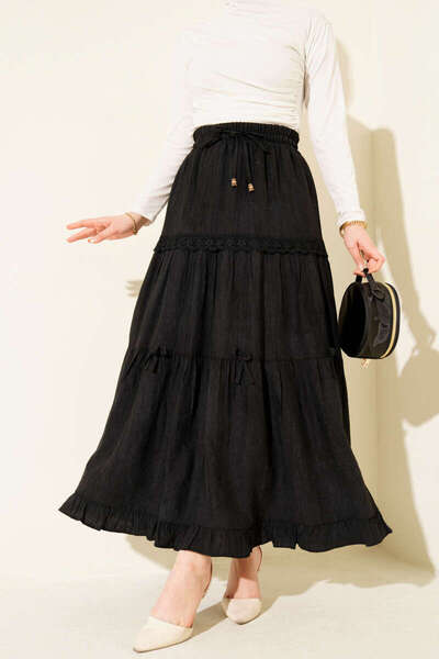 Burcia Elastic Waist Bowknot Skirt