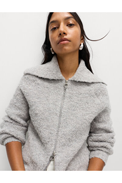 Marks & Spencer Dokulu Fermuarlı Triko Hırka