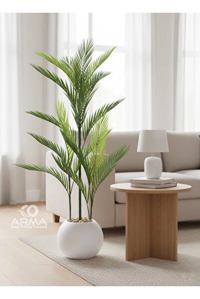 GOTA-X شجرة نخل أريكا صناعي (3 أفرع) بمركن بلاستيك دائري بارتفاع 115 سم