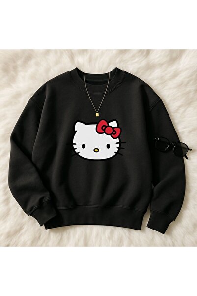 Kids Здравей, печатно момичешко зимно детско суитчърче, черно