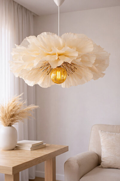 Bubihome Lumi Bloom 55 cm Çiçek Form Tasarım Avize-El Yapımı Bohem Dekoratif ...