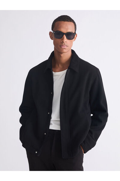 LC Waikiki Black Standard Fit Shirt Collar Men's Coat