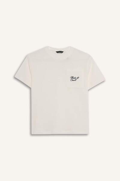 DeFacto Tricou cu mânecă scurtă brodat guler rotund pentru băieți G6737A826SM