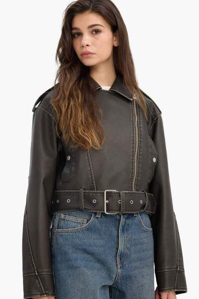 DeFacto Relax Fit Faux Leather Coat G0709Ax26Sp