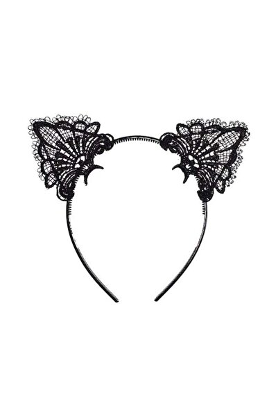 Beauenty Cat Ear Shape Lacework Headband Black