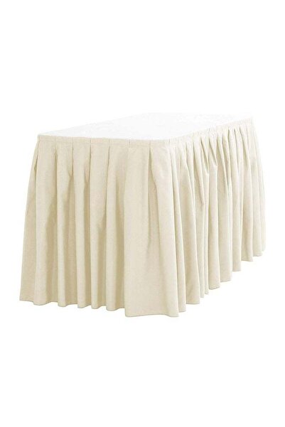 LinenTablecloth Accordion Pleat Solid Pattern Table Cloth Ivory 14feet