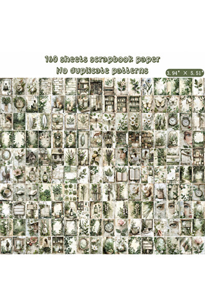 choice2 ١٦٠ ورقة خضراء، ورق قصاصات عتيق بنمط غير متكرر، ورق دفتر قصاصات