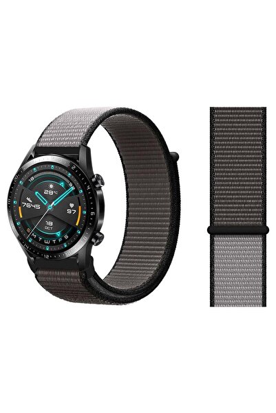 Perfii Nylon Loop Replacement Band 22mm For Huawei Watch GT 2 46mm Anchor Grey