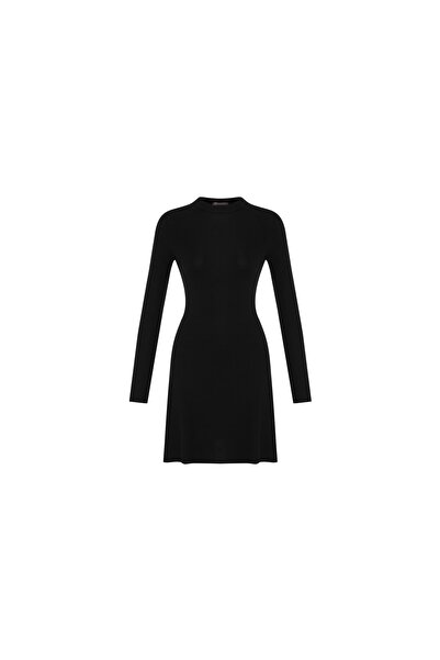 DARK SEER DS Tina Rochie neagră pentru femei, cu mâneci lungi, cu gât pește, ...