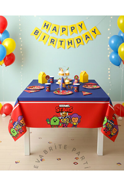 Evabrite Brawl Stars Themed Birthday Plastic Tablecloth – 120X180 cm