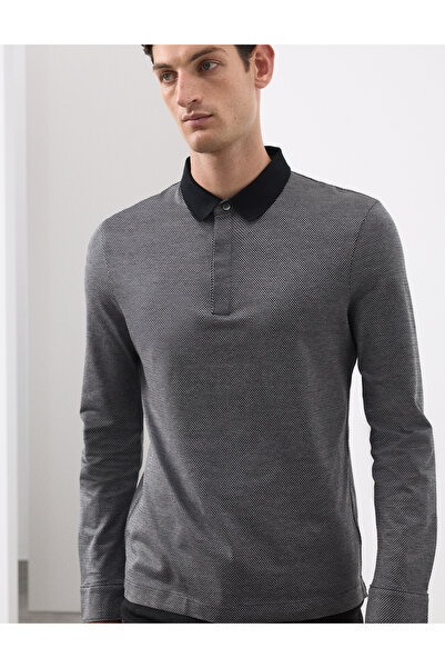 Marks & Spencer Saf Pamuklu Dokulu Uzun Kollu Polo Üst